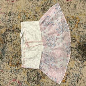 Hollister Cream and Pink Floral Tank Top